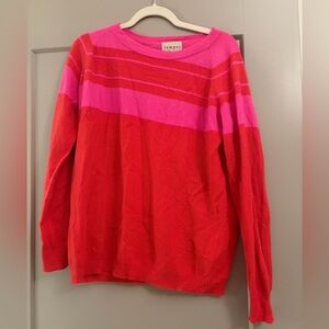 Jumper Women's Vibrant Red and Pink Crew Neck Sweater